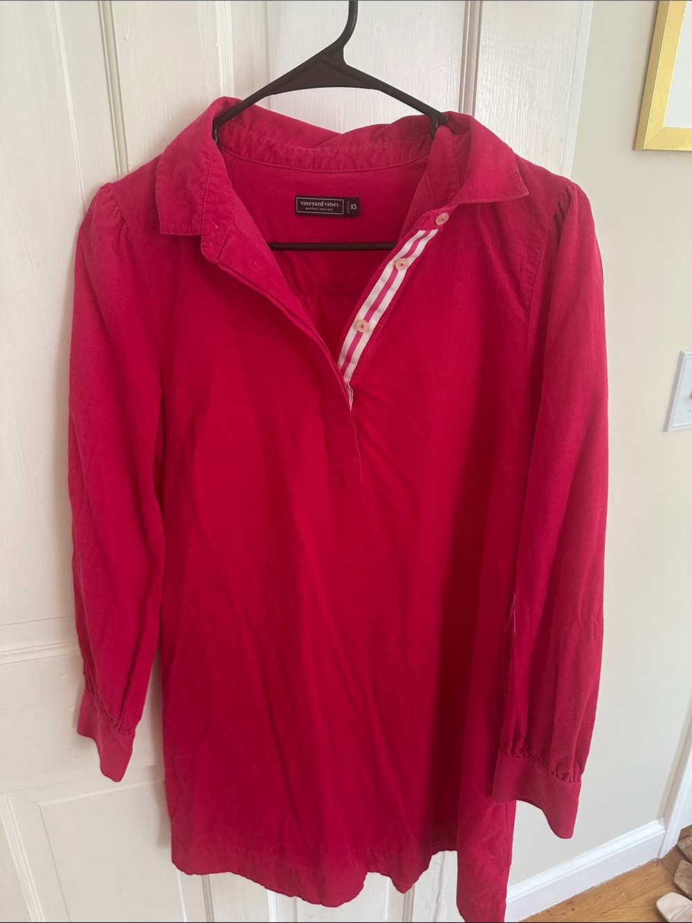 Vineyard Vines Women's Pink Long-Sleeve corduroy Tunic Dress